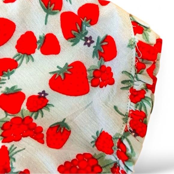 Betsey Johnson Light Blue Red Strawberry Vintage inspo Midi Dress extra small - Picture 12 of 15